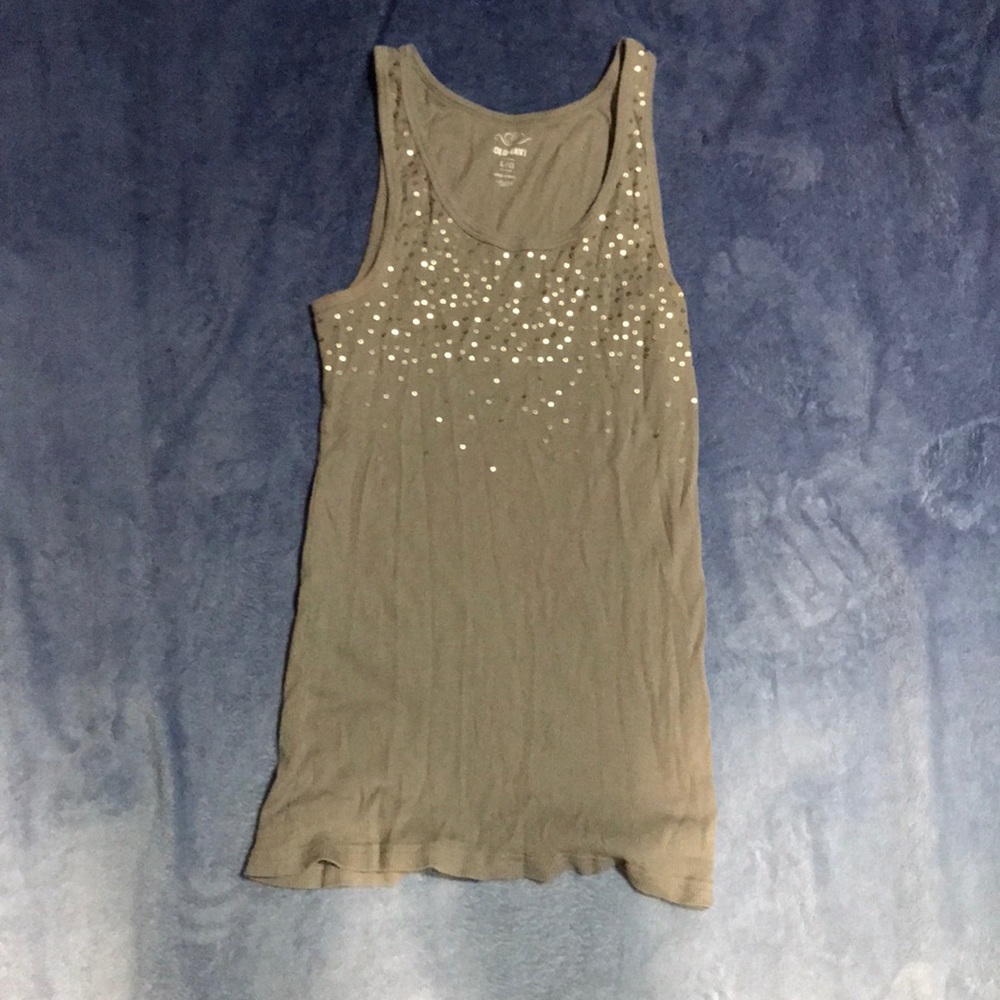 Gold sequin tank top